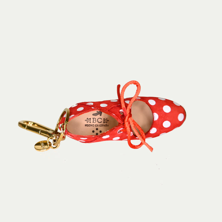 Charm Rojo con Lunares blancos I Llavero flamenco