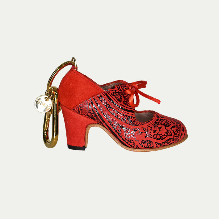 Charm cachemir rojo/ ante rojo I Llavero flamenco