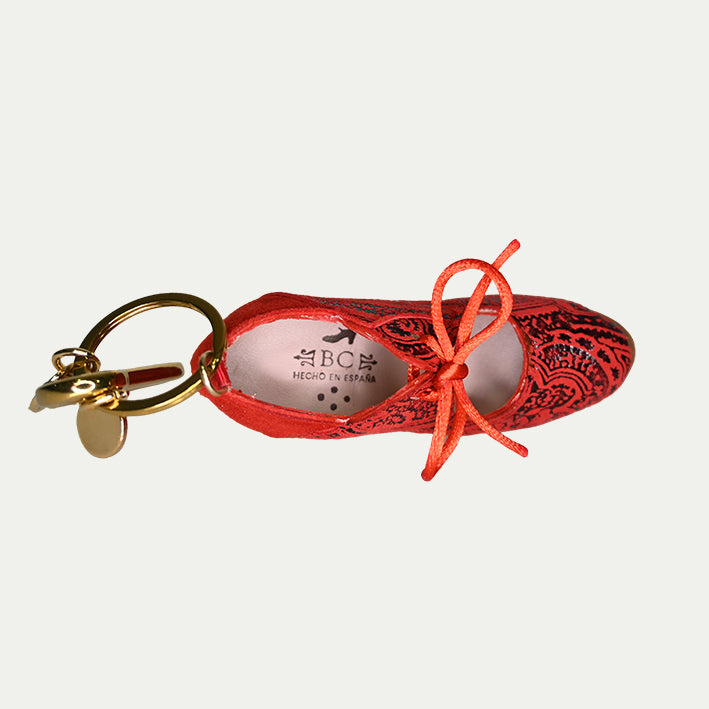 Charm cachemir rojo/ ante rojo I Llavero flamenco